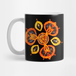 Petaaw Dance of the Cowrie Mystical African Patterns Orange Mug